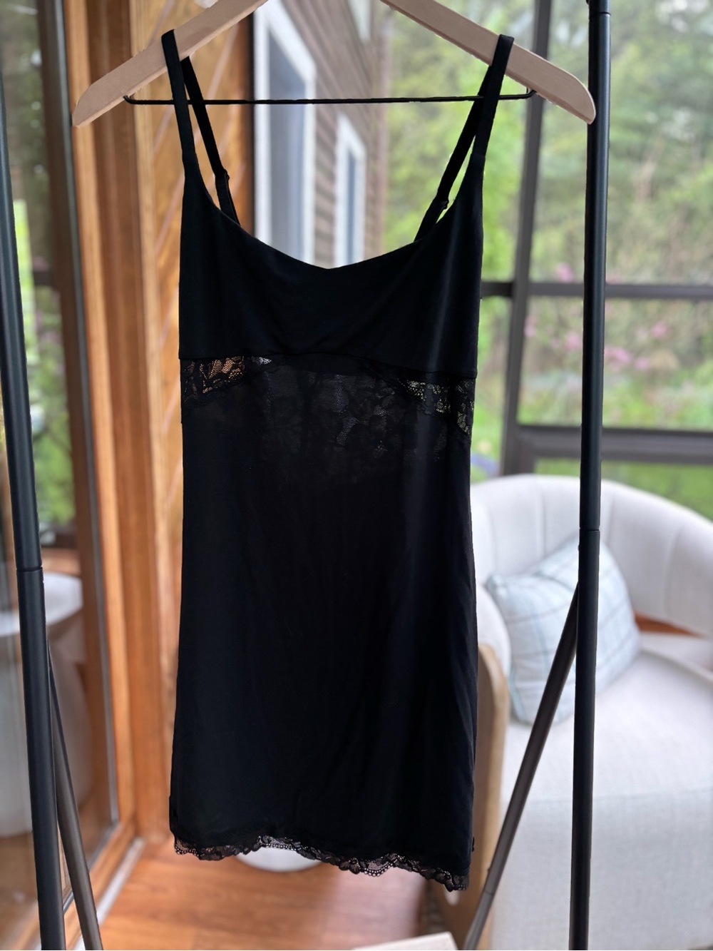 Victoria's Secret Black Lace-Trim Slip Chemise